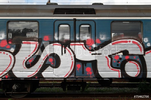Bild på Graffiti on commuter train